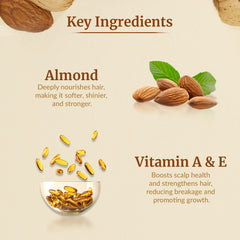 VI-JOHN NATURALE Almond Enriched Hair Oil 300ML | For Soft & Shiny Hairs With Vitamin A, E & F | Natural Hair Growth | for All Hair Types | Men and Women