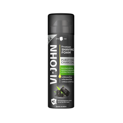 VI-JOHN Purifying Charcoal Shaving Foam 200 GM | Enriched with Aloe Vera & Jojoba Oil