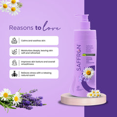 VI-JOHN Saffron Natural Fairness Body Lotion – Calming Lavender with Chamomile | 100% Natural Moisturizer | For Soft, Even-Toned & Radiant Skin | Suitable for All Skin Types | 400ml