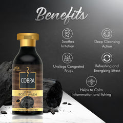 Cobra Charcoal Enriched Body Wash for Deep Cleansing, Detox & Refreshing Fragrance | For All Skin Types | Activated Charcoal Formula - Vijohnkart.com