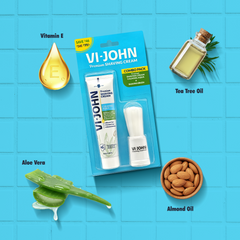 VI-JOHN Calming Aqua Shaving Cream with Brush Combo | Enriched with Aloe Vera & Almond Oil | 70 GM