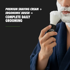 VI-JOHN Purifying Charcoal Shaving Cream with Brush Combo | Enriched with Aloe Vera & Jojoba Oil | 70GM