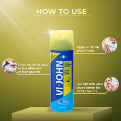 VI-JOHN Best shaving foam for daily use | Dermatologically Tested Lime & Lemon Shaving Foam enriched with Vitamin E & Tea Tree Oil -401g