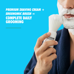 VI-JOHN Calming Aqua Shaving Cream with Brush Combo | Enriched with Aloe Vera & Almond Oil | 70 GM