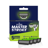 VI-JOHN Masterstroke 5-Blade Shaving Cartridges Pack of 4 | with Aloe Vera & Vitamin E Strip for All Skin Types