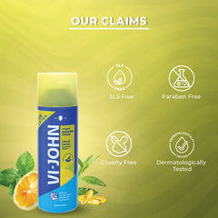 VI-JOHN Best shaving foam for daily use | Dermatologically Tested Lime & Lemon Shaving Foam enriched with Vitamin E & Tea Tree Oil -401g