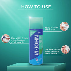 VI-JOHN Sensitive Skin Shaving Foam | Dermatologically Tested Mint & Marine Shaving Foam For All Skin Type enriched with Vitamin E & Tea Tree Oil-401g