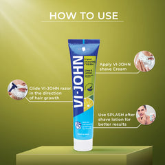 VI-JOHN Lime & Lemon Shaving Cream | Best Shaving Cream for A Smooth Shave Experience | enriched with Vitamin E & Tea Tree Oil -124g