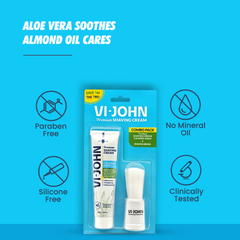VI-JOHN Calming Aqua Shaving Cream with Brush Combo | Enriched with Aloe Vera & Almond Oil | 70 GM