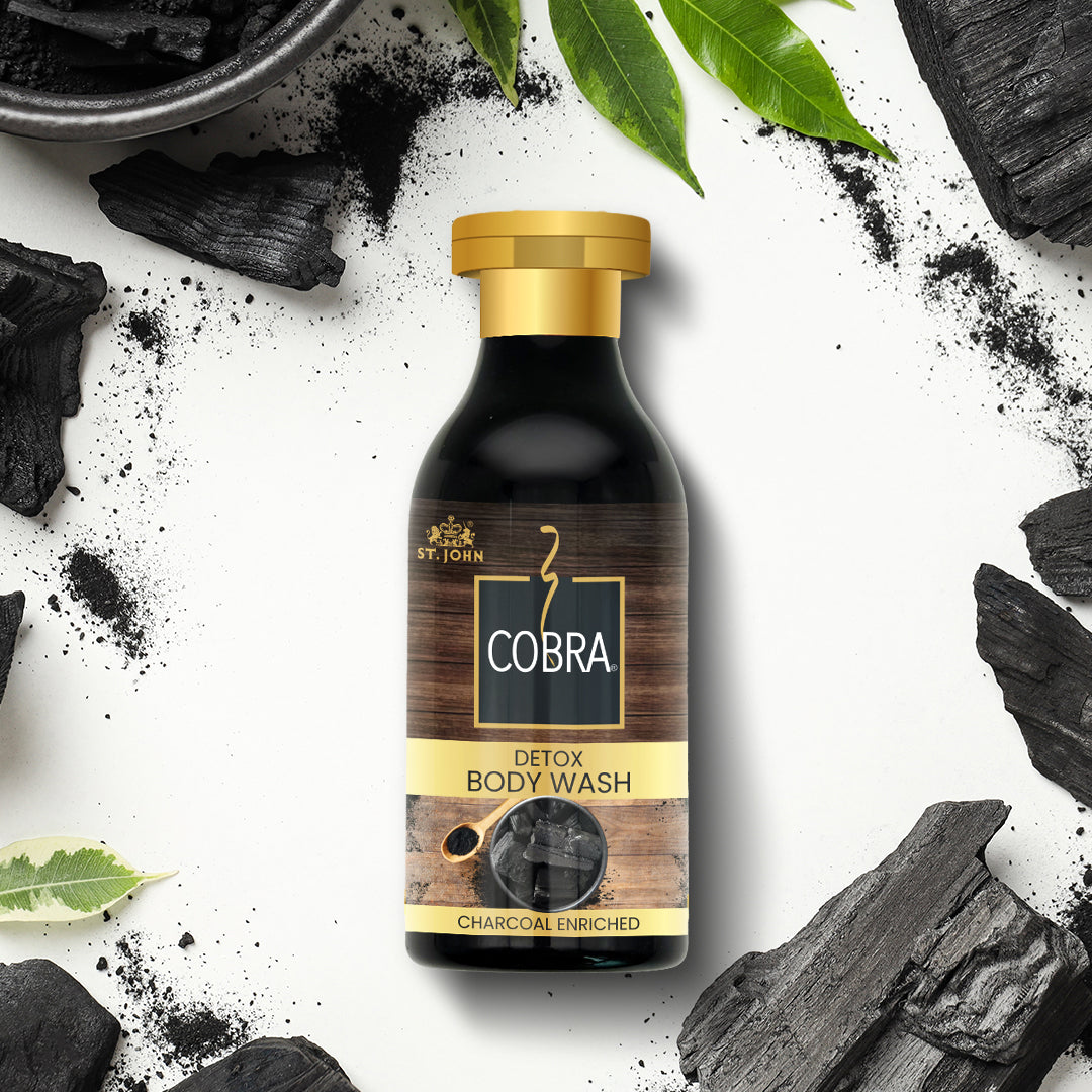 Cobra Charcoal Enriched Body Wash for Deep Cleansing, Detox & Refreshing Fragrance | For All Skin Types | Activated Charcoal Formula - Vijohnkart.com