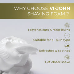 VI-JOHN Best shaving foam for daily use | Dermatologically Tested Lime & Lemon Shaving Foam enriched with Vitamin E & Tea Tree Oil -401g