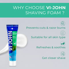 VI-JOHN Mint & Marine | Best Shaving Cream For Sensitive Skin | Dermatologically Tested | enriched with Vitamin E & Tea Tree Oil-124g