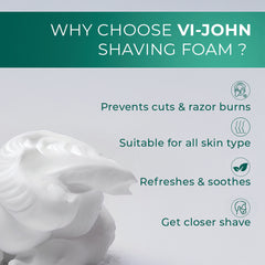 VI-JOHN Sensitive Skin Shaving Foam | Dermatologically Tested Mint & Marine Shaving Foam For All Skin Type enriched with Vitamin E & Tea Tree Oil-401g