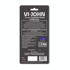 VI-JOHN Purifying Charcoal Shaving Cream with Brush Combo | Enriched with Aloe Vera & Jojoba Oil | Deep Cleansing, Smooth & Refreshing Shave