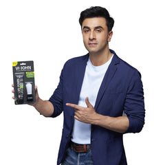 VI-JOHN Purifying Charcoal Shaving Cream with Brush Combo | Enriched with Aloe Vera & Jojoba Oil | 70GM