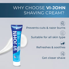 VI-JOHN Bacti-Guard Classic | Best Shaving Cream for All Skin Type | Dermatologically Tested | enriched with Vitamin E & Tea Tree Oil-124g