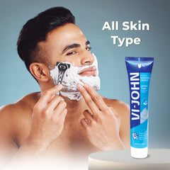 VI-JOHN Bacti-Guard Classic | Best Shaving Cream for All Skin Type | Dermatologically Tested | enriched with Vitamin E & Tea Tree Oil-124g