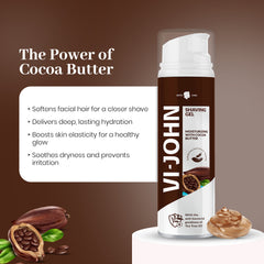 VI-JOHN Moisturizing Shaving Gel with Cocoa Butter – For Smooth, Nourished Skin | For All Skin Types