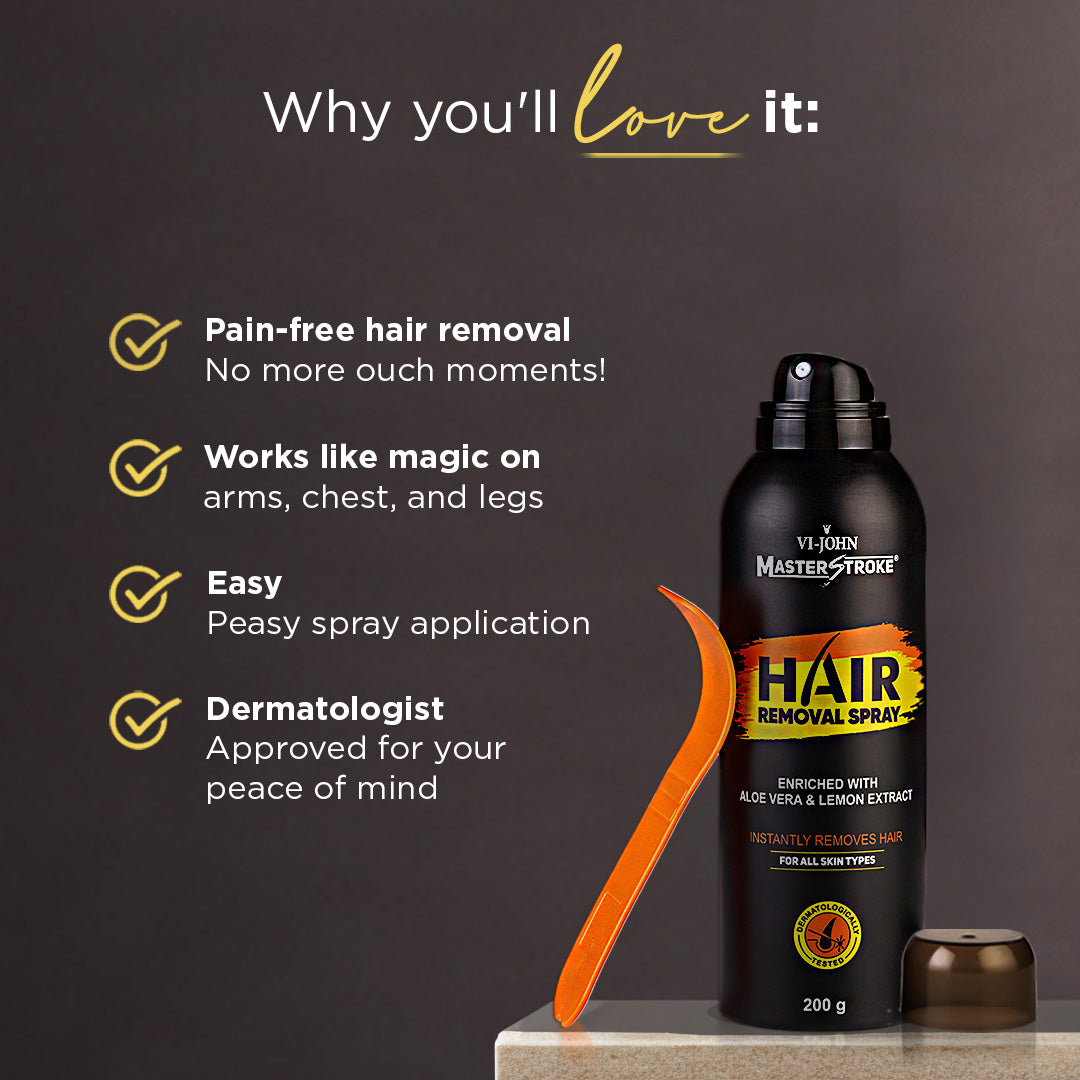 Master Stroke Painless Hair Removal Spray with Lemon & Aloe Vera Extract - 200 ML - Vijohnkart.com