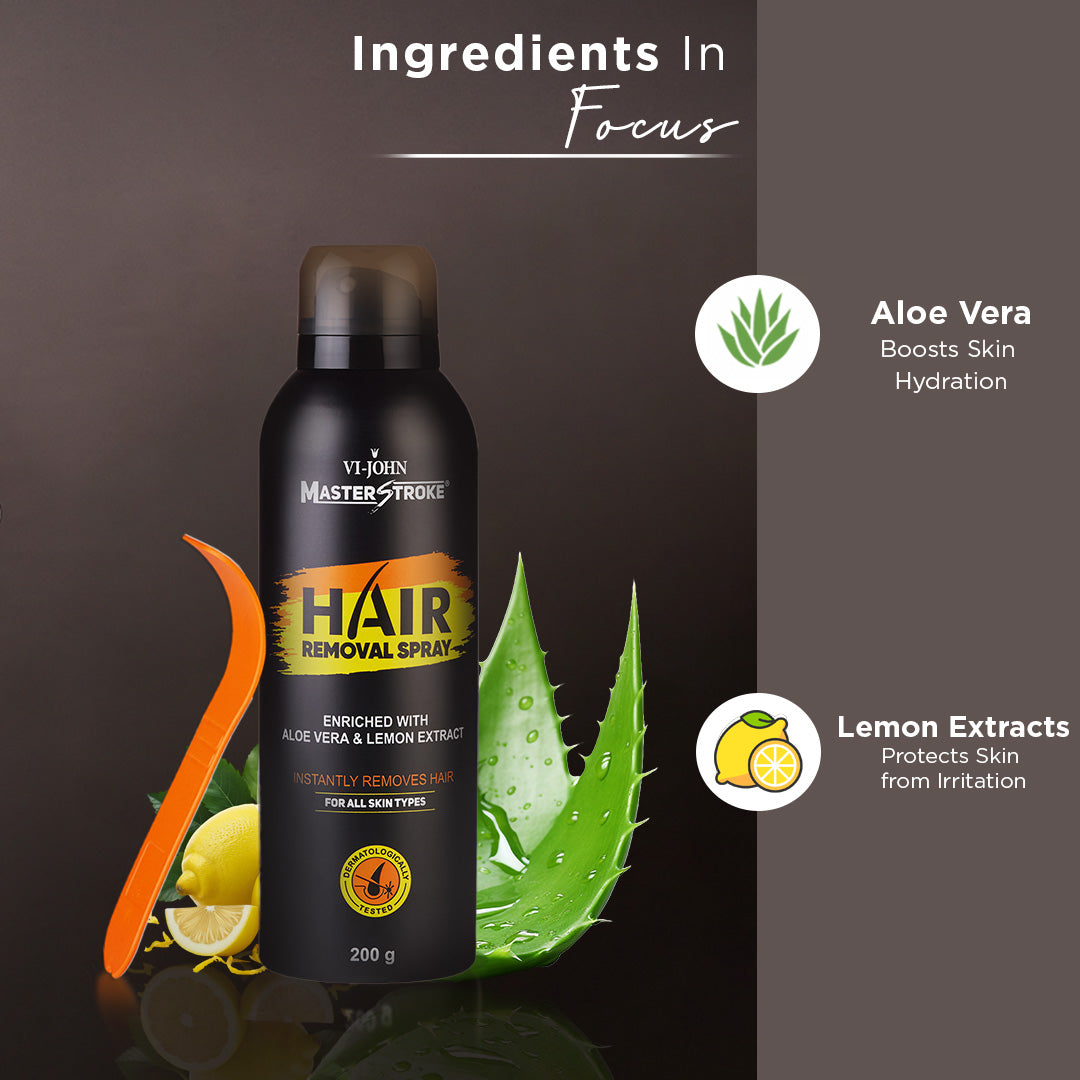 Master Stroke Painless Hair Removal Spray with Lemon & Aloe Vera Extract - 200 ML - Vijohnkart.com