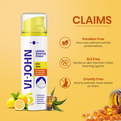 VI-JOHN Lemon Shaving Foam 200 g | Best Shaving Foam for Oily Skin - Pack of 2