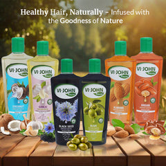 VI-JOHN NATURALE Black Seed Enriched Hair Oil | Strong & Shiny Hair with Vitamin A.E & F | Natural Hair Growth | for All Hair Types | Men and Women | 300ML