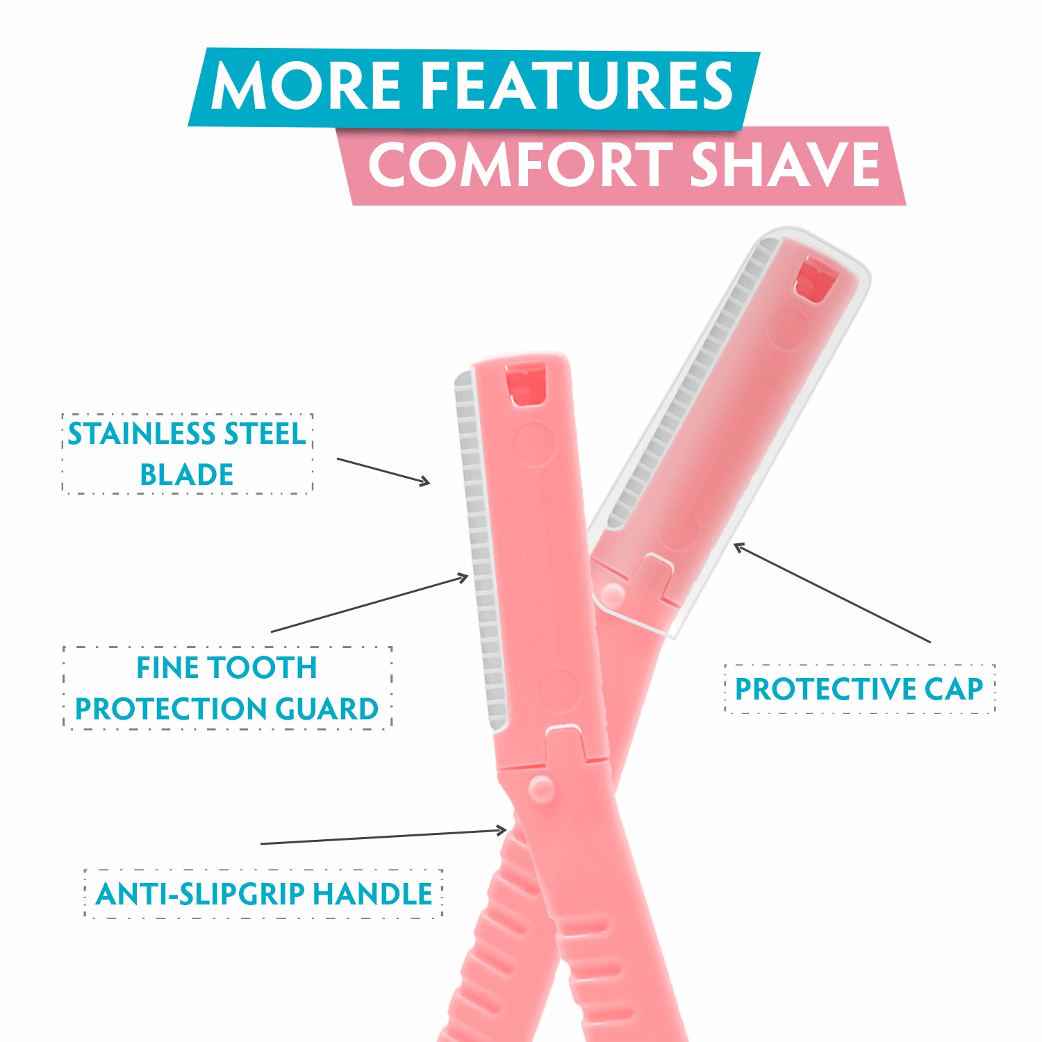 Feather Touch Multi Purpose Facial Razor With Stainless Steel Blades | Anti Slip Grip | Easy to Glide - Vijohnkart.com