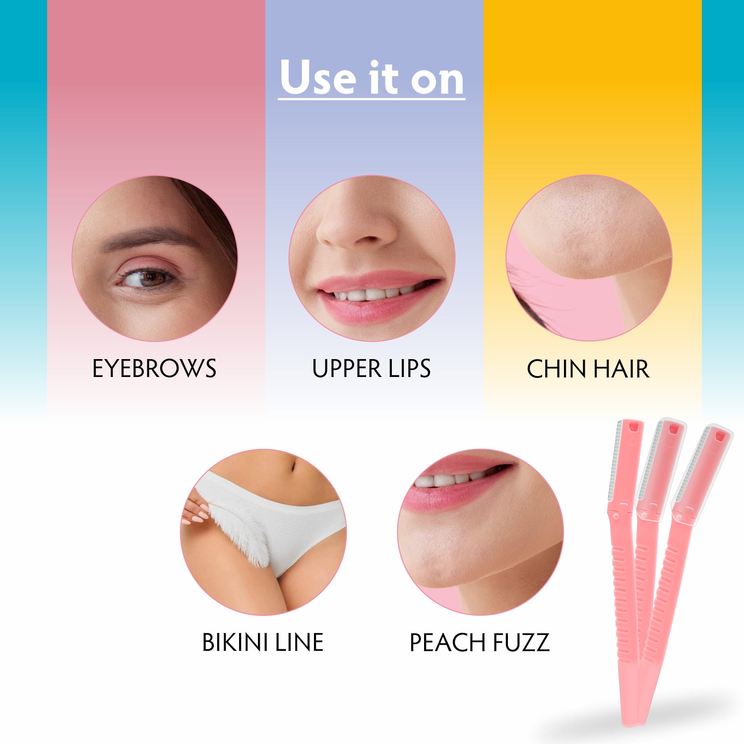 Feather Touch Multi Purpose Facial Razor With Stainless Steel Blades | Anti Slip Grip | Easy to Glide - Vijohnkart.com