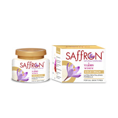 VI-JOHN Gold Saffron Fairness Cream for Uneven Skin Tone | Chemical Free Face Cream for Radiant Glow and Dark Spots (All Type Skin) (Gold)