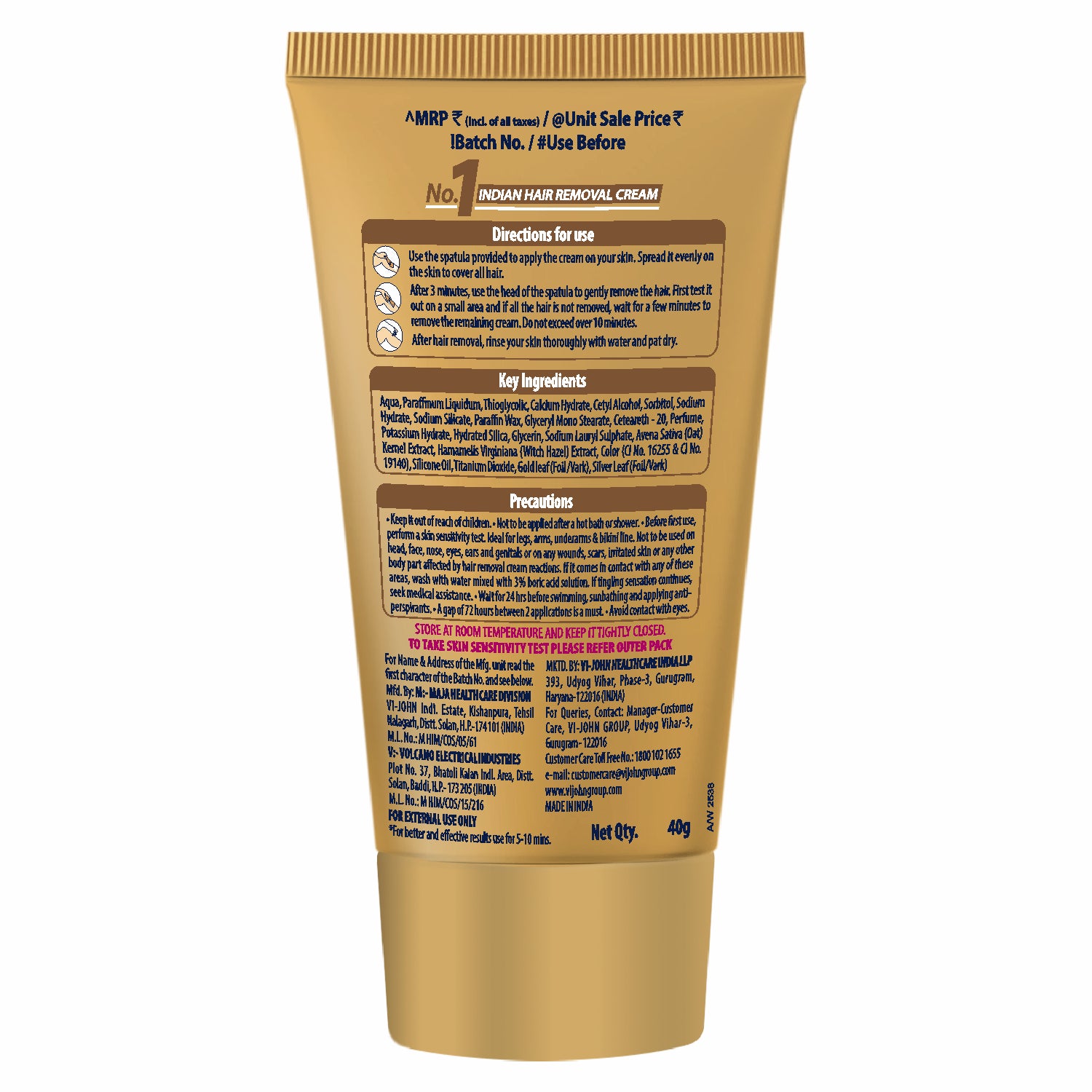 Hair removal cream for women in Gold and Silver