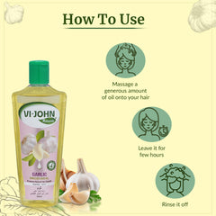 VI-JOHN NATURALE Garlic Enriched Hair Oil | Promotes Natural Hair Growth With Vitamin A.E & F | for All Hair Types | Men and Women | 300ML