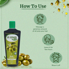 VI-JOHN NATURALE Olive Enriched Hair Oil | Nourish & Protect with Vitamin A.E & F | Natural Hair Growth | for All Hair Types | Men and Women | 300ML