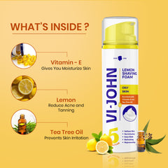 VI-JOHN Lemon Shaving Foam 200 g | Best Shaving Foam for Oily Skin - Pack of 2
