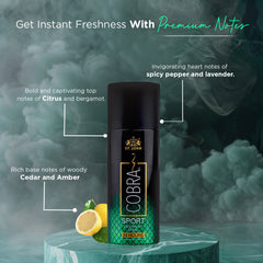 Cobra Active Deo Combo ( Cobra Live Long-lasting Deodorant + Cobra Sport Long-lasting Deodorant + Cobra Cool Long-lasting Deodorant ) 50ML - Vijohnkart.com