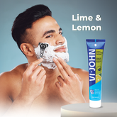 VI-JOHN Lime & Lemon Shaving Cream | Best Shaving Cream for A Smooth Shave Experience | enriched with Vitamin E & Tea Tree Oil -124g