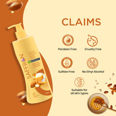 VI-JOHN Saffron Natural Fairness Body Lotion Body Milk with Honey & Almond | Deep Nourishment & Radiant Glow | For All Skin Types | 400ml