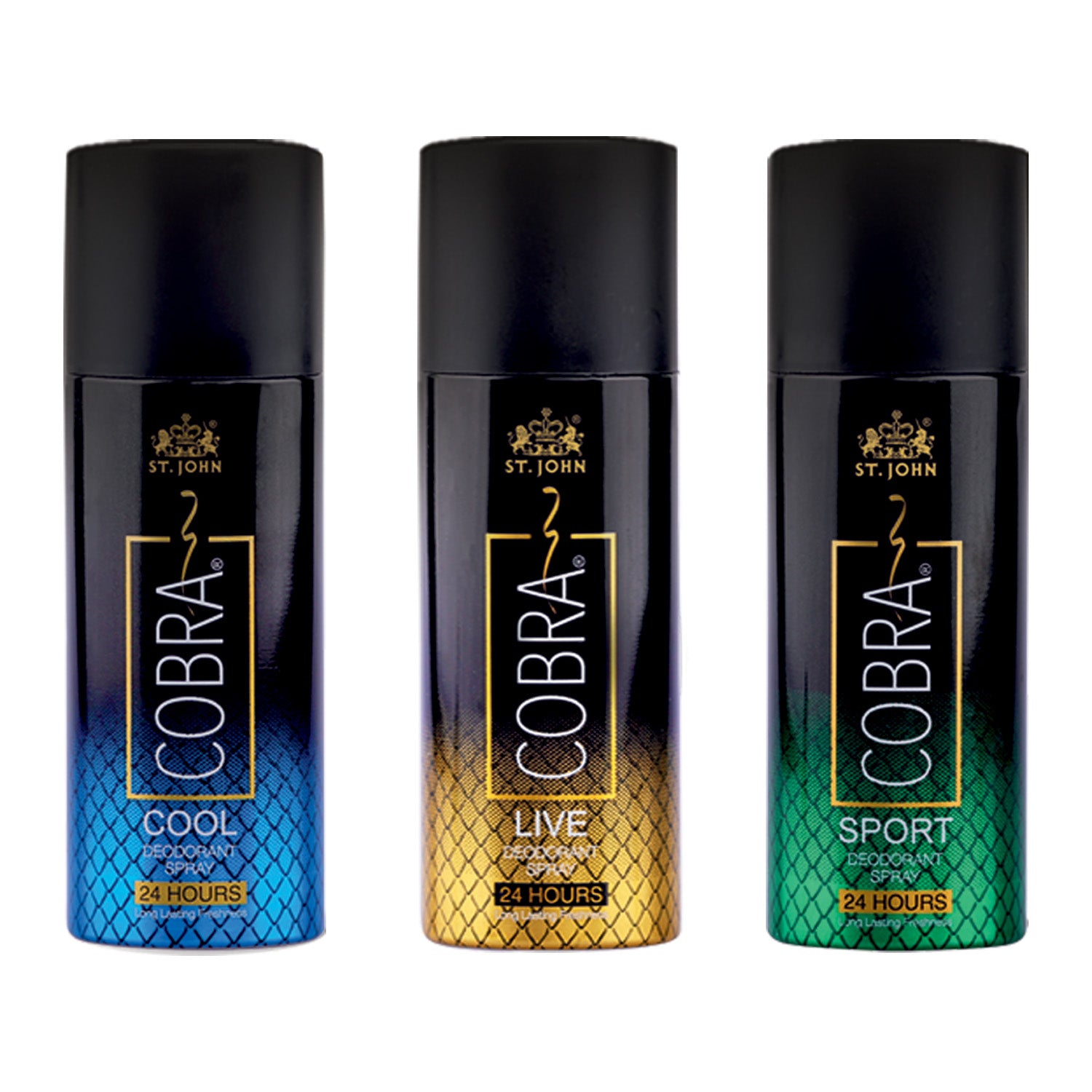 Cobra Active Deo Combo ( Cobra Live Long-lasting Deodorant + Cobra Sport Long-lasting Deodorant + Cobra Cool Long-lasting Deodorant ) 50ML - Vijohnkart.com