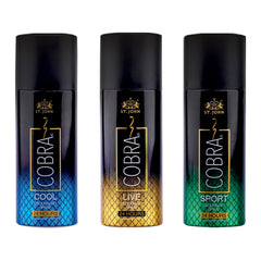 Cobra Active Deo Combo ( Cobra Live Long-lasting Deodorant + Cobra Sport Long-lasting Deodorant + Cobra Cool Long-lasting Deodorant ) 50ML - Vijohnkart.com
