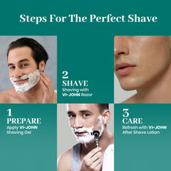 VI-JOHN Menthol Icy Cool Shave Gel with Mint and Cooling Crystals – Refreshing & Smooth Shaving Experience | For All Skin Types