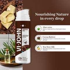 VI-JOHN Moisturizing Shaving Gel with Cocoa Butter – For Smooth, Nourished Skin | For All Skin Types