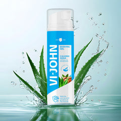 VI-JOHN Calming Aqua Shaving Gel with Almond Oil & Aloe Vera – Smooth, Soothing & Refreshing Shave | For All skin type