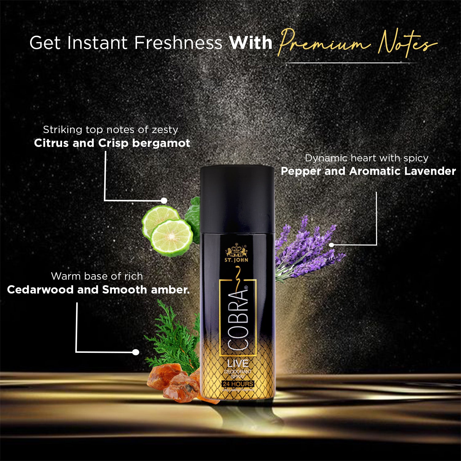 Cobra Active Deo Combo ( Cobra Live Long-lasting Deodorant + Cobra Sport Long-lasting Deodorant + Cobra Cool Long-lasting Deodorant ) 50ML - Vijohnkart.com