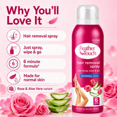 VI-JOHN Feather Touch Rose & Aloe Vera Hair Removal Spray for women 100GM