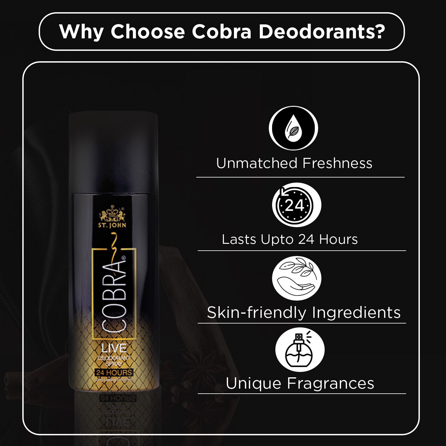 Cobra Active Deo Combo ( Cobra Live Long-lasting Deodorant + Cobra Sport Long-lasting Deodorant + Cobra Cool Long-lasting Deodorant ) 50ML - Vijohnkart.com