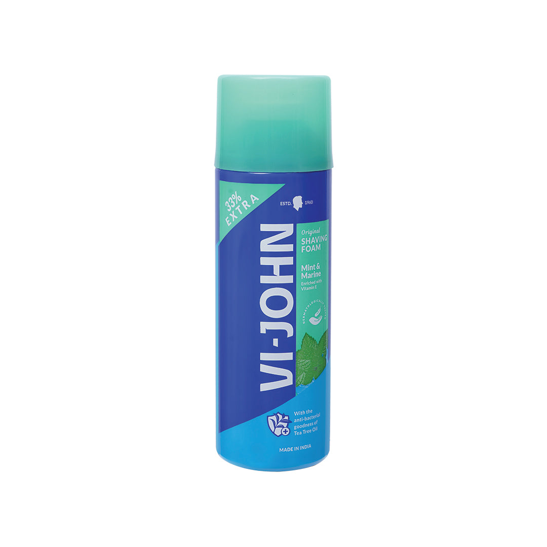 VI-JOHN  Dermatologically Tested Mint & Marine Shaving Foam For All Skin Type enriched with Vitamin E & Tea Tree Oil-401g