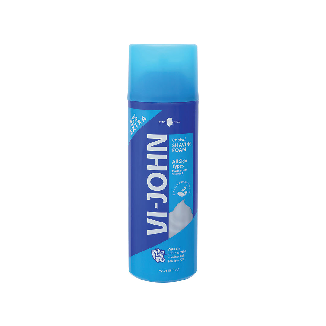 VI-JOHN  Dermatologically Tested All Skin Type Shaving Foam enriched with Vitamin E & Tea Tree Oil-401g