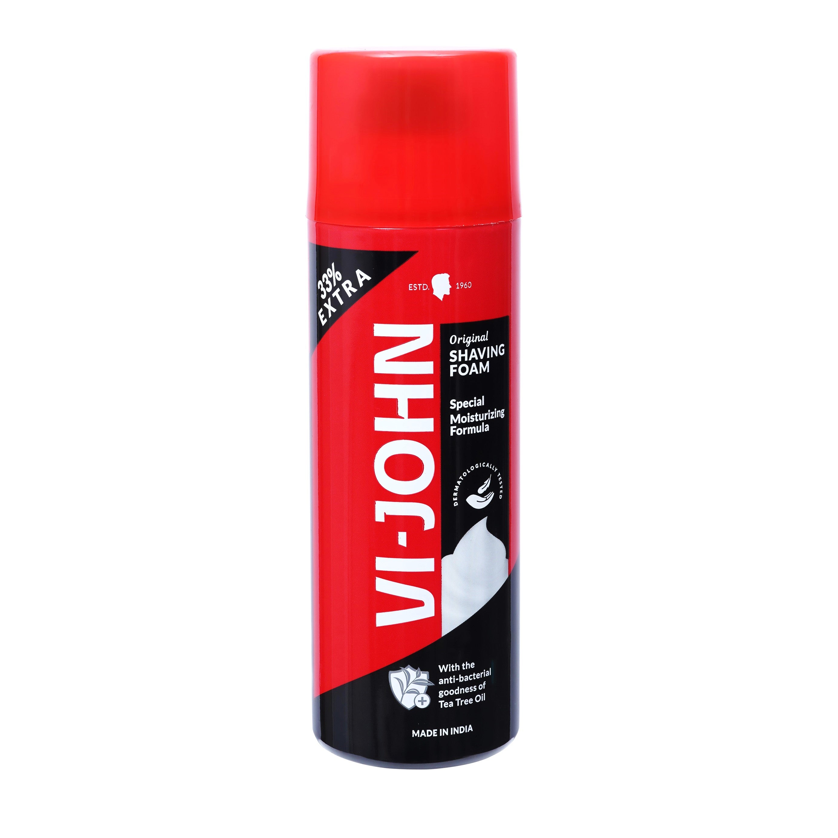 VI-JOHN  Dermatologically Tested Special Moisturizing Formula Shaving Foam enriched with Vitamin E & Tea Tree Oil-401g
