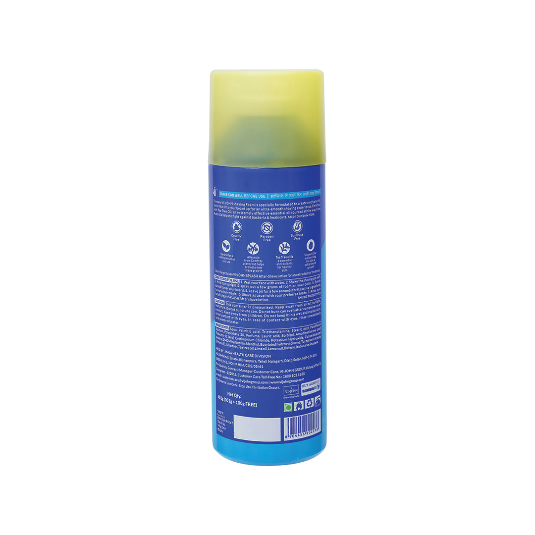 VI-JOHN  Dermatologically Tested Lime & Lemon Shaving Foam enriched with Vitamin E & Tea Tree Oil -401g