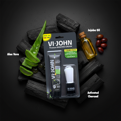 VI-JOHN Purifying Charcoal Shaving Cream with Brush Combo | Enriched with Aloe Vera & Jojoba Oil | 70GM