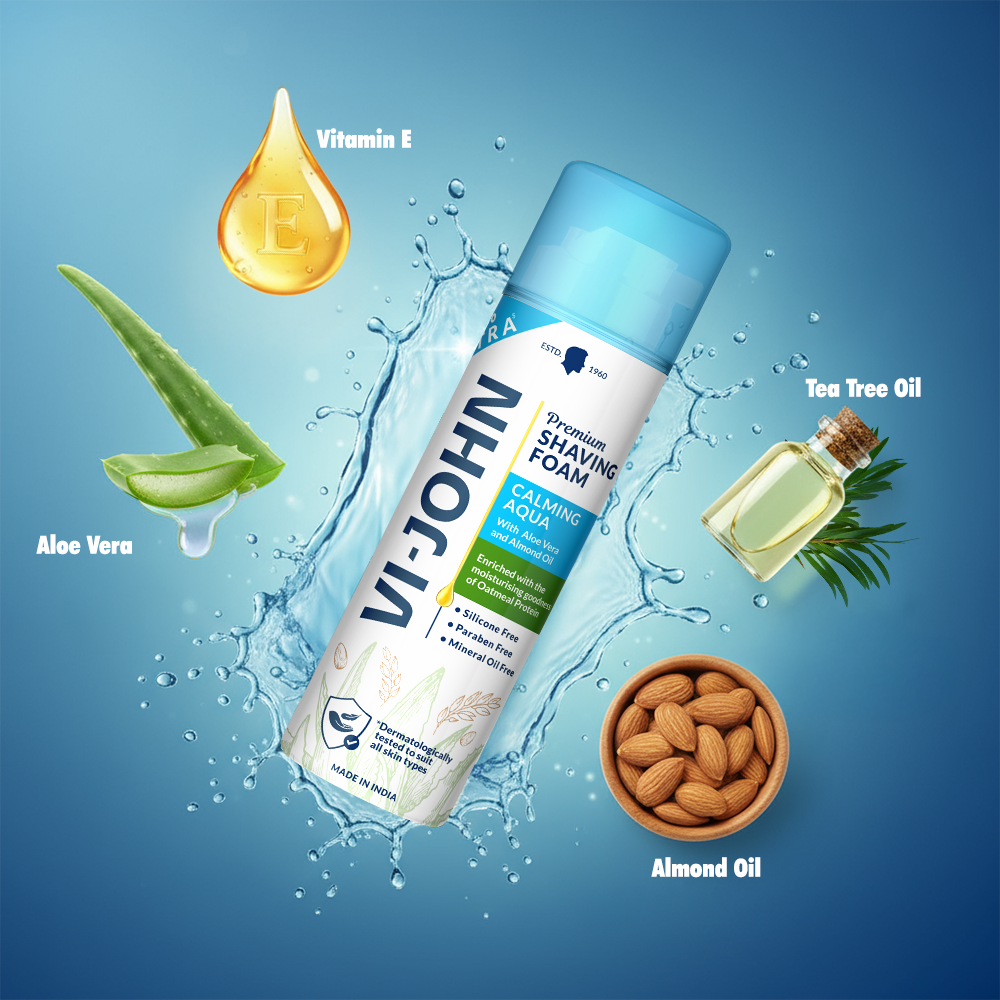 VI-JOHN Calming Aqua Shaving Foam | For All Skin Types | 200GM